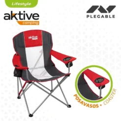 AKTIVE - Chaise De Camping XL Avec Porte-Gobelet -Camping Fournitures Boutique aktive chaise de camping xl avec porte gobelet 2