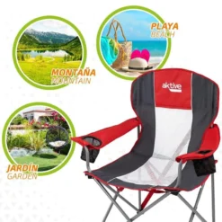 AKTIVE - Chaise De Camping XL Avec Porte-Gobelet -Camping Fournitures Boutique aktive chaise de camping xl avec porte gobelet 4
