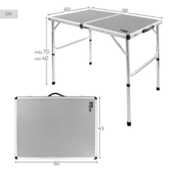 AKTIVE - Table De Camping Pliante, Réglable En 2 Hauteurs, 90x60x40/70 Cm, Gris 10 AKTIVE - Table De Camping Pliante, Réglable En 2 Hauteurs, 90x60x40/70 Cm, Gris -Camping Fournitures Boutique aktive table de camping pliante reglable en 2 hauteurs 90x60x4070 cm gris 3