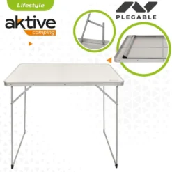 AKTIVE - Table Pliante En Aluminium Et Bois. Table De Camping 80x60x70 Cm -Camping Fournitures Boutique aktive table pliante en aluminium et bois table de camping 80x60x70 cm 2