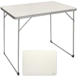 Camping Fournitures Boutique 26 AKTIVE - Table Pliante En Aluminium Et Bois. Table De Camping 80x60x70 Cm