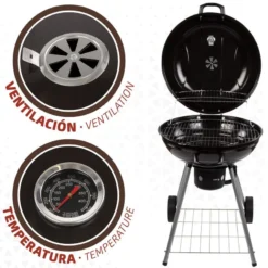 Barbecue Portable Rond Au Charbon De Bois Avec Couvercle Aktive -Camping Fournitures Boutique barbecue portable rond au charbon de bois avec couvercle aktive 2