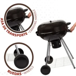 Barbecue Portable Rond Au Charbon De Bois Avec Couvercle Aktive -Camping Fournitures Boutique barbecue portable rond au charbon de bois avec couvercle aktive 5