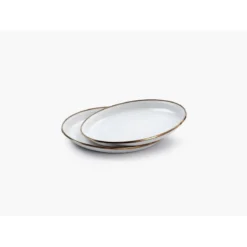 Barebones Assiettes Et Plateaux En émail - 2 Pièces - Coquille D'Oeuf