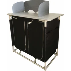 BAYASUN Meuble De Cuisine 4 Étagères Pieds Réglables Gris -Camping Fournitures Boutique bayasun meuble de cuisine 4 etageres pieds reglables gris 2