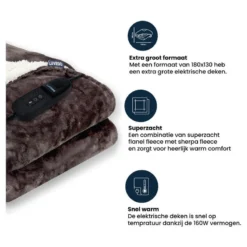 Couverture Électrique Luvego Avec Polaire/Sherpa - Brun Foncé -Camping Fournitures Boutique couverture electrique luvego avec polairesherpa brun fonce 2