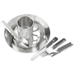 Set De Couverts De Camping, Assiette Creuse & Tasse Thermique Inox | 1 Personne