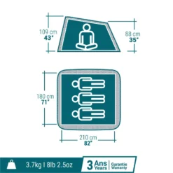 Quechua Tente De Camping - 2 SECONDS - 3 Places -Camping Fournitures Boutique tente de camping 2 seconds 3 places 1