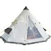 Tente De Camping Tipii - 6 Personnes - Hauteur 2,50m - Moustiquaire - Beige/Gris
