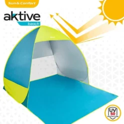 Tente De Plage Pop Up Bleue Et Verte Aktive Beach -Camping Fournitures Boutique tente de plage pop up bleue et verte aktive beach 2