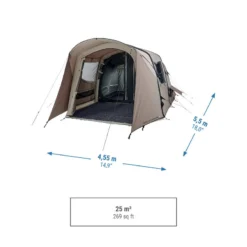 Quechua Tente Gonflable De Camping - AirSeconds 4.2 Polycoton - 4 Personnes - 2 Chambres -Camping Fournitures Boutique tente gonflable de camping airseconds 42 polycoton 4 personnes 2 chambres 2